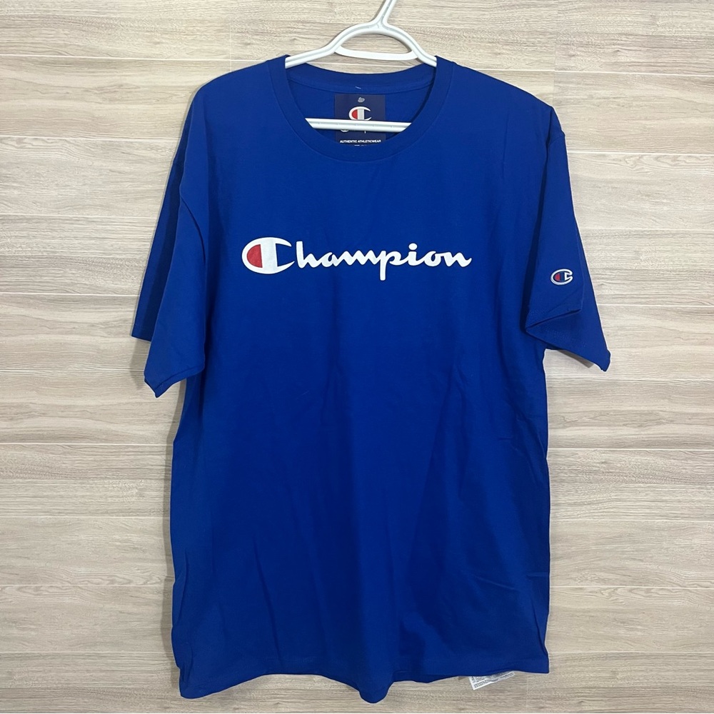 Champion Large Lg Authentic Athleticwear Blue Graphic Tee Blue T Shirt NWT